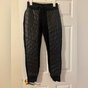 Alp N Rock Black Quilted Joggers With Faux Leather And Zippered Pockets
